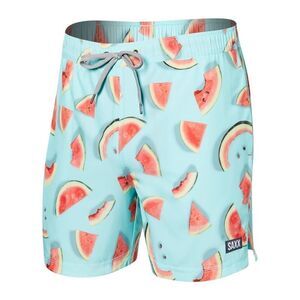 Saxx Oh Buoy 2N1 Stretch Swim Volley 5" Watermelon Print Shorts Size XL